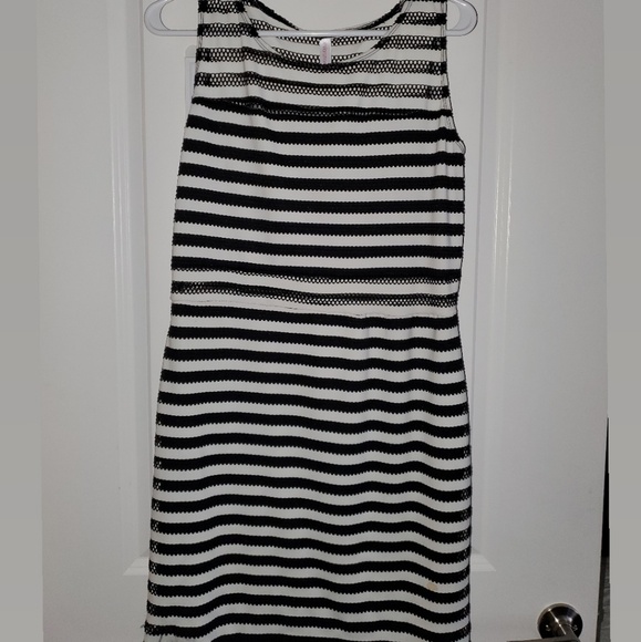 New Xhilaration Striped Mesh Black & White Dress - Picture 1 of 5